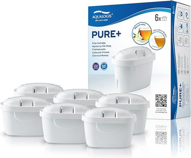 Aqualogis Pure Cartuchos de Filtro de Agua Compatibles con Maxtra Plus y XL Jugs con Style, Mavea, Elemaris, Marella, Tassimo (6)